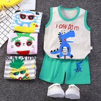 Sports Animal Stripe Solid Color Cotton Boys Clothing Sets main image 1