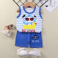 Sports Animal Stripe Solid Color Cotton Boys Clothing Sets main image 3