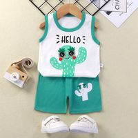 Sports Animal Stripe Solid Color Cotton Boys Clothing Sets main image 2