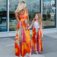 Fashion Printing Polyester Skirt Sets Midi Dress Family Matching Outfits main image 2