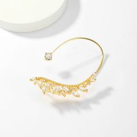 1 Piece Elegant Shiny Leaf Copper Plating Inlay Zircon 18k Gold Plated Ear Clips main image 5