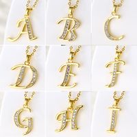 Stainless Steel Titanium Steel 18K Gold Plated Fashion Plating Inlay Letter Zircon Pendant Necklace main image 1
