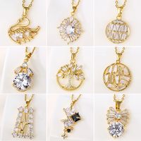 Stainless Steel Titanium Steel Korean Style Inlay Plating Tree Swan Heart Shape Zircon Pendant Necklace main image 2