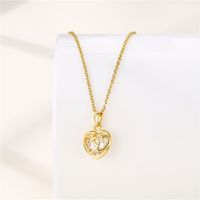 Stainless Steel Titanium Steel Korean Style Inlay Plating Tree Swan Heart Shape Zircon Pendant Necklace main image 7