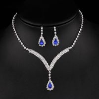 1 Set Fashion Water Droplets Arylic Copper Inlay Rhinestones Women's Earrings Necklace sku image 2