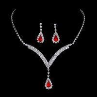 1 Set Fashion Water Droplets Arylic Copper Inlay Rhinestones Women's Earrings Necklace sku image 3