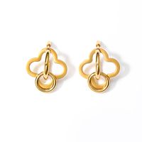 1 Pair Modern Style Artistic Four Leaf Clover Stainless Steel Plating Three-dimensional Drop Earrings main image 3