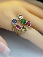 Exaggerated Oval Water Droplets Alloy Plating Inlay Artificial Gemstones Gold Plated Women's Open Ring main image 4