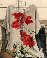 Women's Blouse Short Sleeve T-shirts Irregular Fashion Flower main image 1