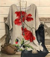Women's Blouse Short Sleeve T-shirts Irregular Fashion Flower main image 2