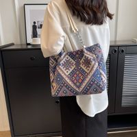 Women's All Seasons Canvas Argyle Fashion Square Buckle Tote Bag main image 4