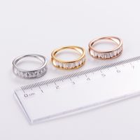 304 Stainless Steel 18K Gold Plated Fashion Inlay Heart Shape Chains Print Artificial Rhinestones Wave Ring main image 2