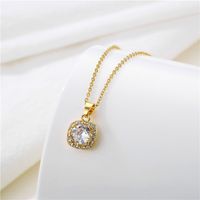 Fashion Water Droplets Heart Shape Snowflake Stainless Steel Inlay Zircon 18k Gold Plated Gold Plated Pendant Necklace sku image 1