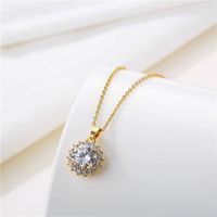 Fashion Water Droplets Heart Shape Snowflake Stainless Steel Inlay Zircon 18k Gold Plated Gold Plated Pendant Necklace sku image 8