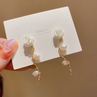 1 Pair Sweet Heart Shape Flower Bow Knot Artificial Pearl Alloy Rhinestone Inlay Artificial Gemstones Women's Earrings sku image 3