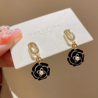 1 Pair Sweet Heart Shape Flower Bow Knot Artificial Pearl Alloy Rhinestone Inlay Artificial Gemstones Women's Earrings sku image 10