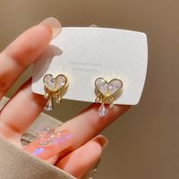 1 Pair Sweet Heart Shape Flower Bow Knot Artificial Pearl Alloy Rhinestone Inlay Artificial Gemstones Women's Earrings sku image 14