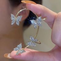 1 Pieza Estilo Simple Mariposa Enchapado Aleación Diamantes De Imitación Puños De Oreja sku image 4