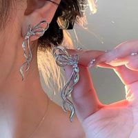 1 Pair Sweet Flower Bow Knot Alloy Plating Inlay Artificial Rhinestones Women's Drop Earrings sku image 7