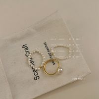 1 Piece Simple Style Round Artificial Pearl Copper Patchwork Rings main image 3