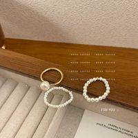 1 Piece Simple Style Round Artificial Pearl Copper Patchwork Rings main image 2