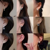 1 Pair Simple Style Heart Shape Butterfly Plating Inlay Alloy Artificial Gemstones Ear Studs main image 4