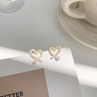 1 Pair Simple Style Heart Shape Butterfly Plating Inlay Alloy Artificial Gemstones Ear Studs sku image 3