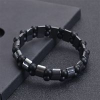1 Piece Simple Style Round Rectangle Natural Stone Beaded Knitting Men's Bracelets main image 5