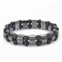 1 Piece Simple Style Round Rectangle Natural Stone Beaded Knitting Men's Bracelets main image 2