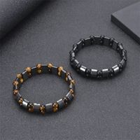 1 Piece Simple Style Round Rectangle Natural Stone Beaded Knitting Men's Bracelets main image 1