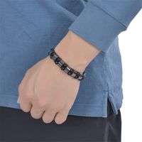 1 Piece Simple Style Round Rectangle Natural Stone Beaded Knitting Men's Bracelets main image 3
