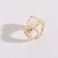 1 Piece Classic Style Letter Square Copper Asymmetrical Plating Inlay Pearl Shell 14k Gold Plated Rings main image 7