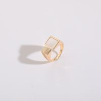 1 Piece Classic Style Letter Square Copper Asymmetrical Plating Inlay Pearl Shell 14k Gold Plated Rings main image 6