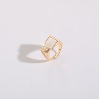 1 Piece Classic Style Letter Square Copper Asymmetrical Plating Inlay Pearl Shell 14k Gold Plated Rings sku image 2