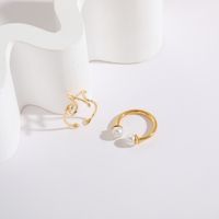 1 Piece Classic Style Letter Square Copper Asymmetrical Plating Inlay Pearl Shell 14k Gold Plated Rings main image 3