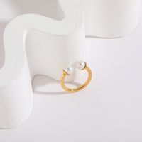 1 Piece Classic Style Letter Square Copper Asymmetrical Plating Inlay Pearl Shell 14k Gold Plated Rings main image 4