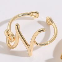 1 Stück Klassischer Stil Brief Quadrat Kupfer Asymmetrisch Überzug Inlay Perle Hülse 14 Karat Vergoldet Ringe sku image 1