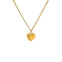 1 Piece Fashion Heart Shape Titanium Steel Inlay Zircon Pendant Necklace sku image 10
