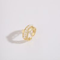 1 Piece Fashion Star Heart Shape Copper Inlay Artificial Pearls Zircon Open Ring sku image 5