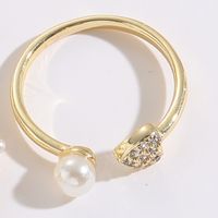 1 Piece Fashion Star Heart Shape Copper Inlay Artificial Pearls Zircon Open Ring sku image 2