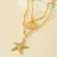 Vacation Starfish Shell Alloy Wholesale Pendant Necklace sku image 1