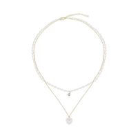 1 Piece Fashion Heart Shape Alloy Freshwater Pearl Patchwork Chain Women's Layered Necklaces main image 5