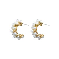 1 Pair Fashion C Shape Plating Inlay Alloy Artificial Gemstones Ear Studs main image 2