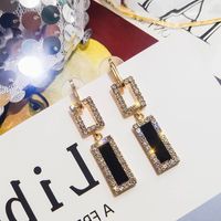 1 Pair Elegant Lady Geometric Plating Inlay Alloy Artificial Gemstones Drop Earrings sku image 7