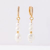 1 Pair Fashion Round Artificial Pearl Brass Patchwork Earrings main image 5