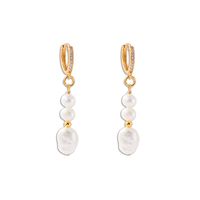 1 Pair Fashion Round Artificial Pearl Brass Patchwork Earrings main image 4