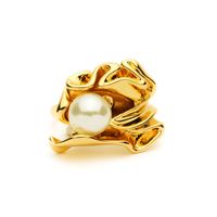 1 Piece Fashion Flower Brass Inlay Pearl Rings sku image 1