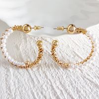 1 Paar Mode Einfarbig Künstliche Perle Kupfer Überzug Ohrringe main image 1