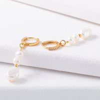 1 Pair Fashion Round Artificial Pearl Brass Patchwork Earrings main image 2