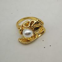 1 Piece Fashion Flower Brass Inlay Pearl Rings main image 1